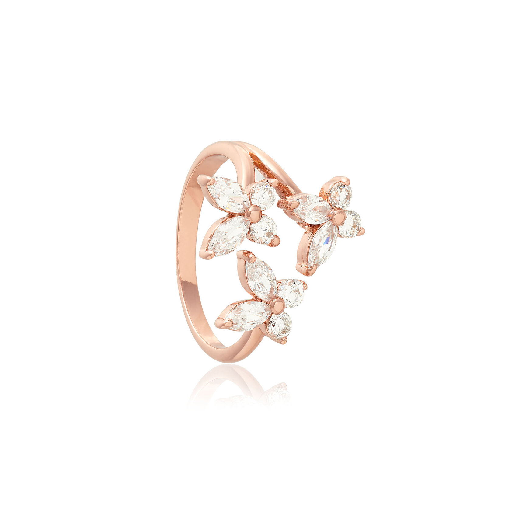Sparkle Butterfly Rose Gold Marquise Statement Ring | Olivia Burton London