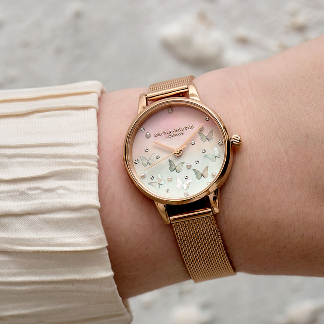 30mm Ombre & Rose Gold Mesh Watch