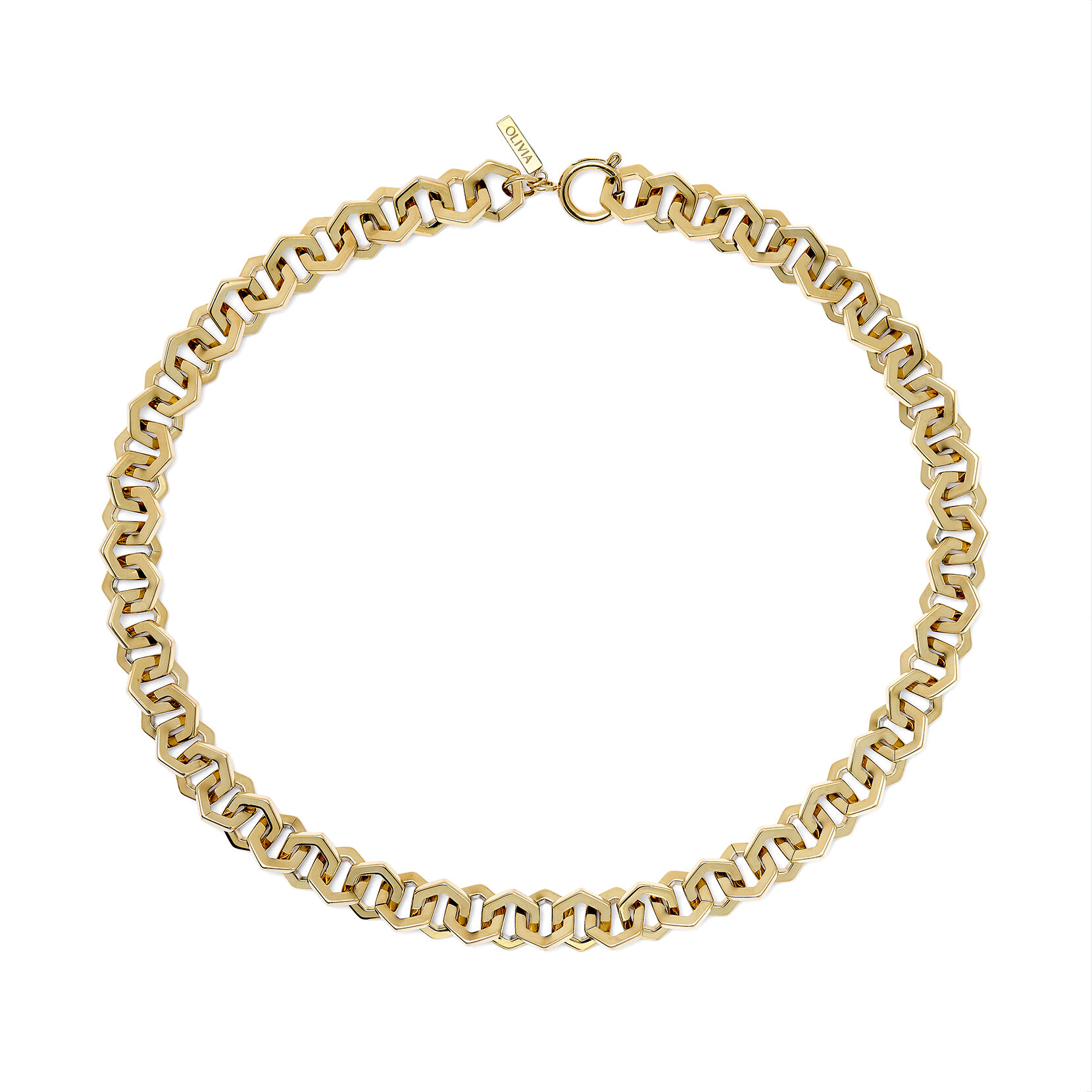 Signature Honeycomb Gold Link Necklace | Olivia Burton London